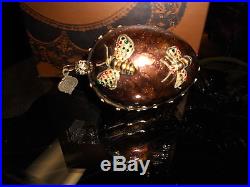 JAY STRONGWATER Brown Egg with Lizard & Bees with Swarovski Crystals