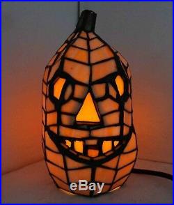Jack-o-Lantern Pumpkin Stain Glass Accent Lamp 8.5 Halloween Decor 68100