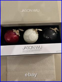 Jason Wu Glass Ornament Set of 3 White Black Lace Red Gold Christmas 9 Sets