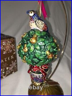 Jay Strongwater 12 Days of Christmas Partridge in a Pear Tree Glass Ornament NIB