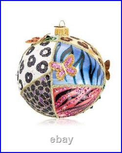 Jay Strongwater Animal Quilt Glass Ornament Multicolor
