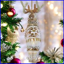 Jay Strongwater Blitzen Glass Ornament SDH20106-250 Christmas reindeer