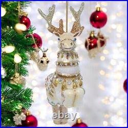 Jay Strongwater Blitzen Glass Ornament SDH20106-250 Christmas reindeer