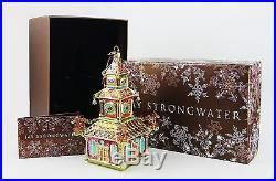 Jay Strongwater Chinioserie Triple Pagoda Ornament Swarovski Brand New Box