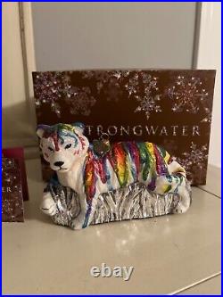 Jay Strongwater Christmas Rainbow Tiger Ornament Blown Glass Swarovski crystals