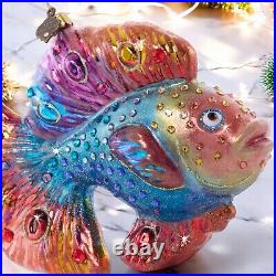 Jay Strongwater Fancy Fish Glass Ornament SDH20105-250 Christmas