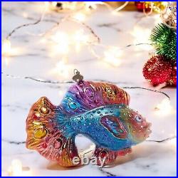 Jay Strongwater Fancy Fish Glass Ornament SDH20105-250 Christmas