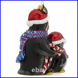 Jay Strongwater Glass Holiday Ornament Father and Child Penguin