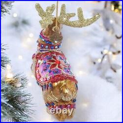 Jay Strongwater Leader Pack Glass Ornament SDH20075-250 Christmas reindeer