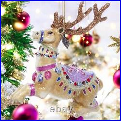 Jay Strongwater Prancer Glass Ornament SDH2277-207 Christmas reindeer