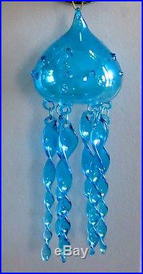 Jellyfish Turquoise Glass Ornament Wind Chime Sun Catcher Sealife Mobile NEW