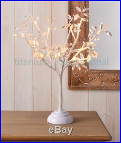 Jewelled Frosted Snow Twig/Leaf Tree/Pre-lit/20 LED White Lights table Lamp