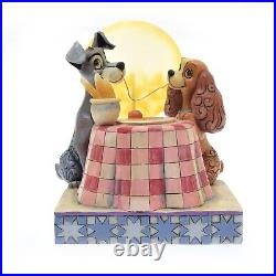 Jim Shore Disney Figurine Lady and the Tramp A Moonlit Romance Lights Up