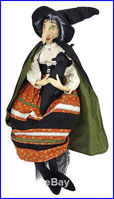 Joe Spencer Folk Art Primitive Halloween BATILDA WITCH & CROW 45 Doll Figurine