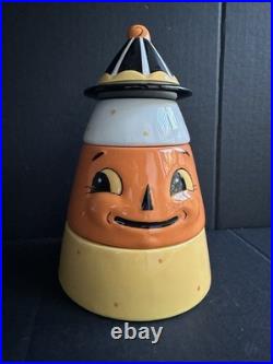 Johanna Parker Carnival Cottage Ceramic Candy Corn Stacker Canister Set New