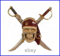 Jolly Rodger Pirate Skull and Cross Swords Wall Sculpture Large Halloween Statue
