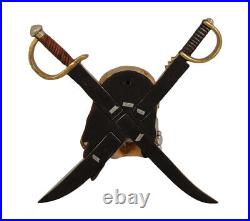 Jolly Rodger Pirate Skull and Cross Swords Wall Sculpture Large Halloween Statue
