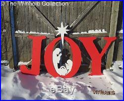 Joy Sign with Nativity Scene Wood Outdoor Decoration, Joy Sign with Nativity