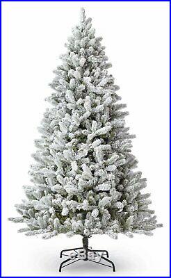 KING OF CHRISTMAS 7.5 Foot King Flock Artificial Christmas Tree -Prelit 42 Wide