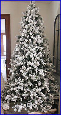 KING OF CHRISTMAS 7.5 Foot King Flock Artificial Christmas Tree Unlit 52 Wide