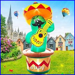 KOOY 8 FT Cinco De Mayo Inflatables Outdoor DecorationsBlow Up Fiesta Cactus