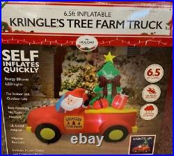 KRINGLE’S Tree Farm Truck 6.5 FT Airblown Inflatable Christmas Decoration LED