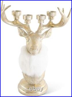 K & K Interiors Gold Deer Bust Taper Candleholder 54338A