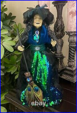 Karen Didion Halloween Priscilla Peacock Witch Doll With Broom 26