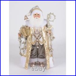 Karen Didion Ivory and Gold Santa Claus Christmas Figurine 19 Inch