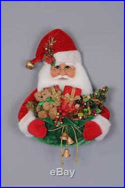 Karen Didion Originals Christmas Santa Figurine Head with Gift Bag
