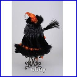 Karen Didon Sitting Orange and Black Lady Halloween Witch Figurine 24 Inch