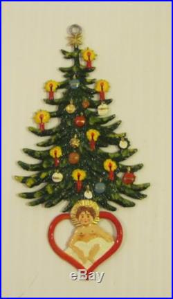 Kathe Wohlfahrt German Pewter Handpainted Christmas Ornament Tree Baby Jesus