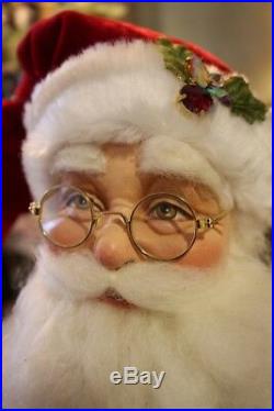 Katherine´s Collection Edler Weihnachtsmann Brille Santa Rot Gold Samt 66cm NEU
