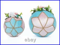 Katherine's Collection Hearts & Wonderland Lrg Fabric Covered Easter Egg Set NIB