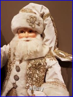 Katherine´s Collection Weihnachtsmann Santa Lebensgroß Weiß Gold Samt 180cm NEU