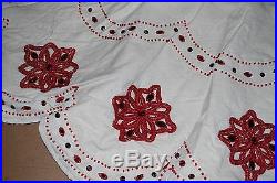 Kim Seybert Holiday Beaded Red Sequin Christmas Tree Skirt 58 Ivory Gorgeous