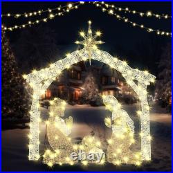 Kingdder 6 ft Lighted Outdoor Nativity Scene Christmas Holy Family Yard Decor