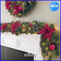 Kirkland Signature 9ft (2.7M) 90 LED Pre-Lit Red and Gold Christmas Garland NEW