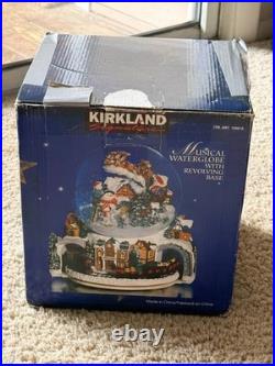 Kirkland Signature Musical Waterglobe Revolving Base Santa Train Snow Globe Box