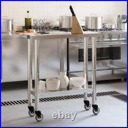 Kitchen Work Table with Wheels 32.5×11.8×33.5 Stainless Steel