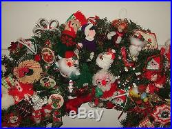 Kitschy huge 36 christmas wreath handmade unbreakable vintage ornaments santa