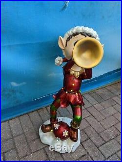 Kringle Express 36 Oversized Indoor Outdoor Illuminated Elf w Trumpet Christmas