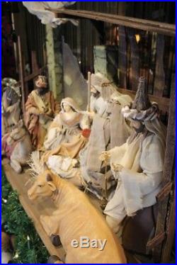 Krippenfiguren Heilige Familie Krippe Maria Josef 3 Könige Esel Ochse Stall 72cm