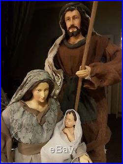 Krippenfiguren Heilige Familie Krippe Maria Josef Jesus 45cm Nativity Stoff NEU
