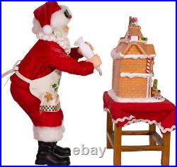 Kurt Adler 10.5-Inch Battery-Operated Fabriche Santa Decorating LED Gingerbread