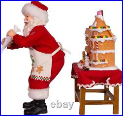 Kurt Adler 10.5-Inch Battery-Operated Fabriche Santa Decorating LED Gingerbread