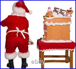 Kurt Adler 10.5-Inch Battery-Operated Fabriche Santa Decorating LED Gingerbread