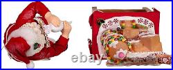 Kurt Adler 10.5-Inch Battery-Operated Fabriche Santa Decorating LED Gingerbread