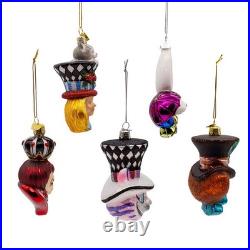 Kurt Adler Noble GemsT Glass Alice Characters Ornaments, 5-Piece Set NB1853SET