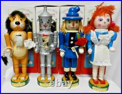 Kurt Adler WIZARD OF OZ Lion Scarecrow Tin Man Dorothy 14 Nutcrackers Set 4 Vtg
